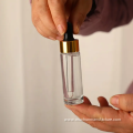 Round Empty Glass Serum Oil Gold Dropper Bottle